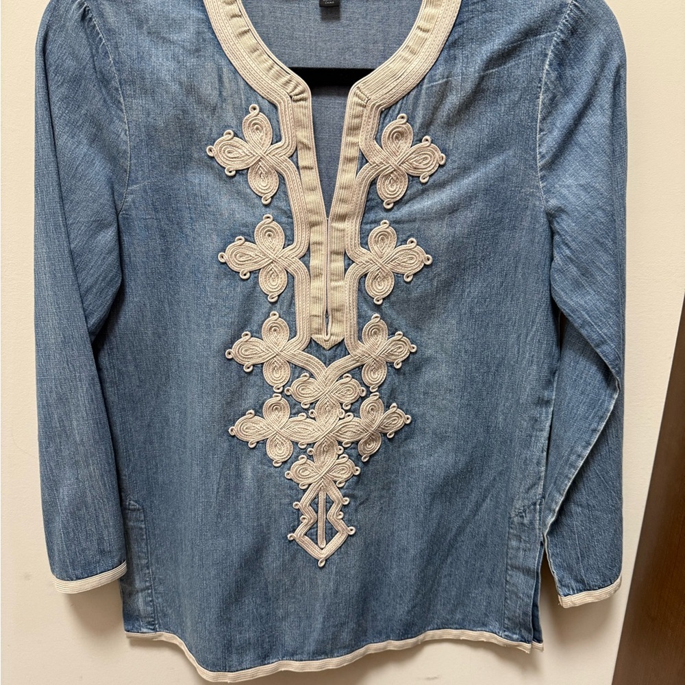 Embroidered Denim Top